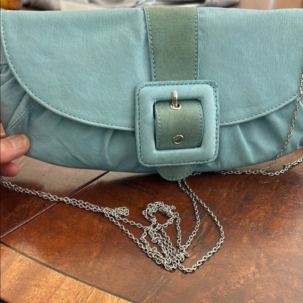 Naturalizer Blue Clutch with Buckle and Chain Strap